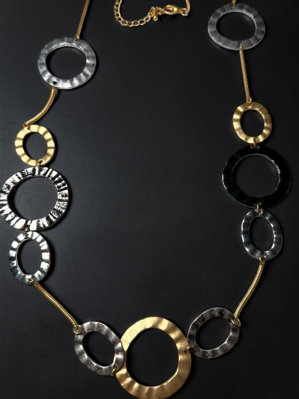 Mixed Metal Gold and Silver Circle Link Necklace